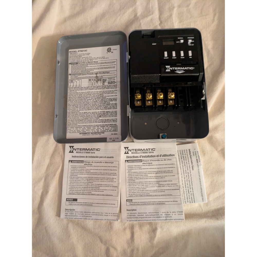 Intermatic ET8015C 7-Day Astronomic Digital Timer Switch 120-277V Gray Metal Box